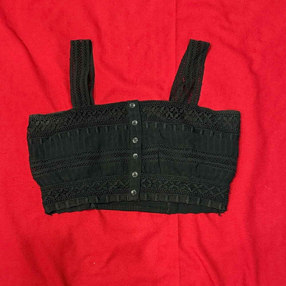 American Eagle Black Lace Embroided Crop Top
